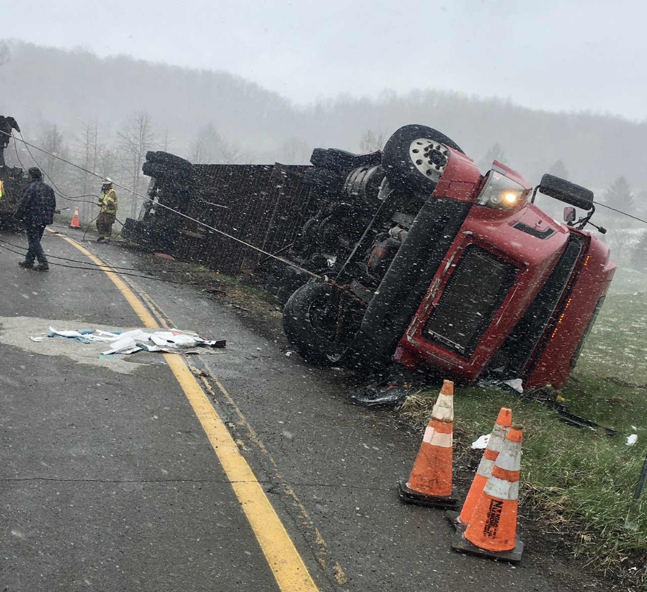 Semi overturns between Route 430 and I-86 | News, Sports, Jobs - Vimarsana News
